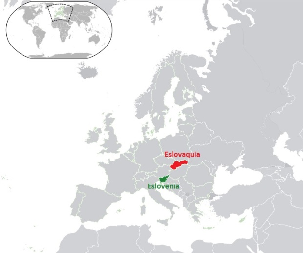 Eslovaquia y Eslovenia en mapa